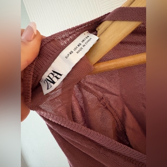 Zara women’s thin knit long sleeve tie back dress dusty rose size xs - Picture 7 of 12